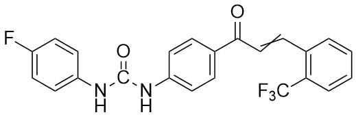 1-(4-Florofenil)-3-(4-(3-(2-(trifluorometil)fenil)akriloil)fenil)üre