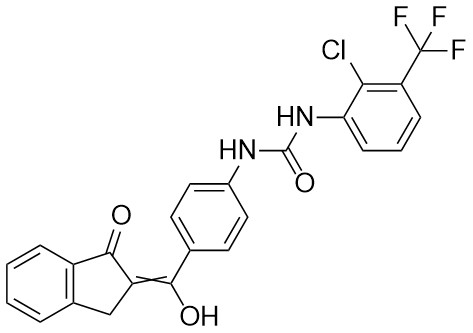 1-(2-Kloro-3-(trifluorometil)fenil)-3-(4-(hidroksi(1-okso-1,3-dihidro-2H-inden-2-iliden)metil)fenil)üre